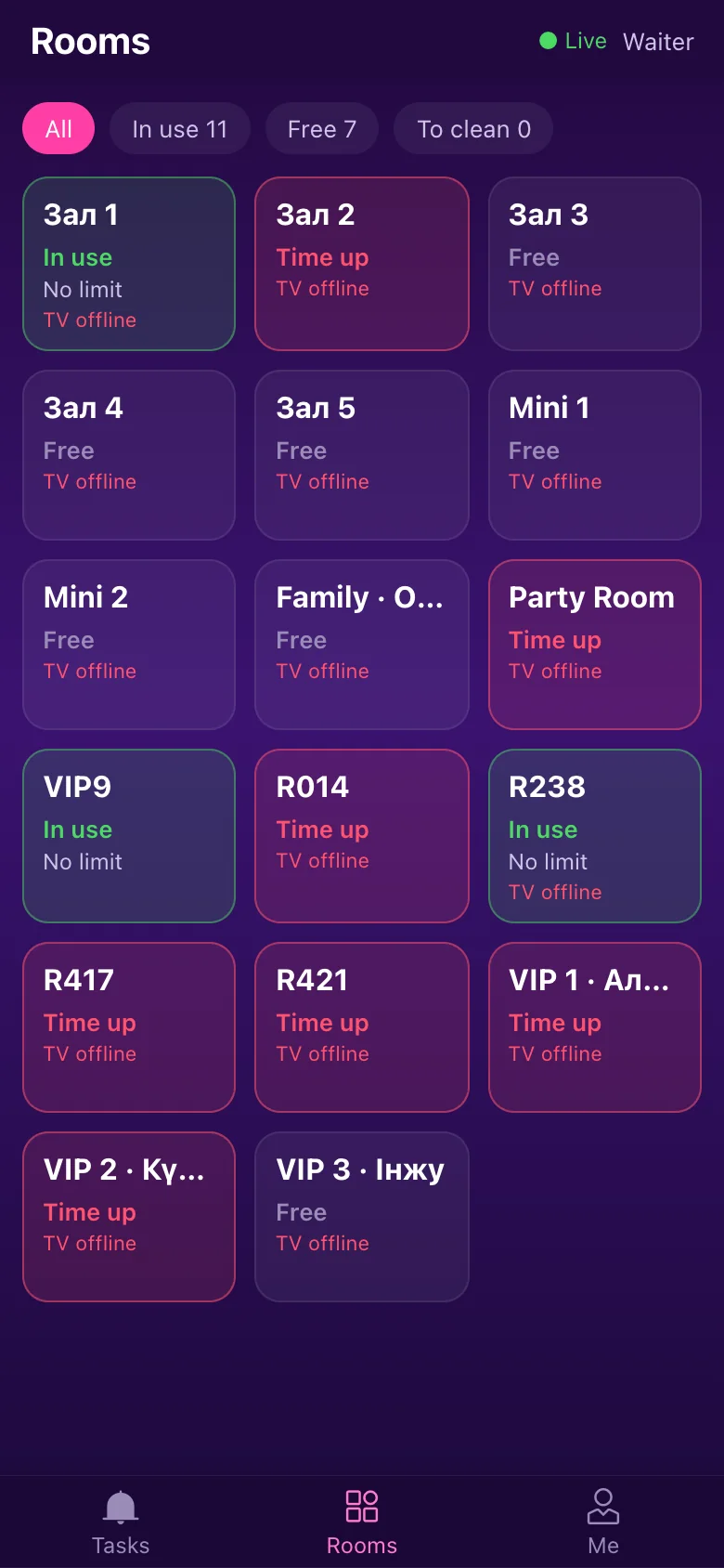 Staff app · Rooms