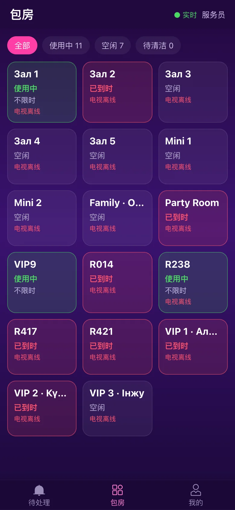 员工手机端 · 包房